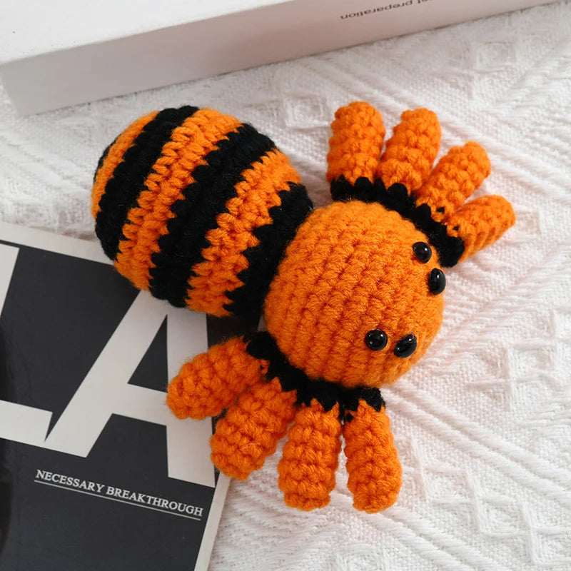 Baby Spider Crochet Halloween Toy Mini Kingdom Crochet Wool Baby Tarantula Doll Customizable